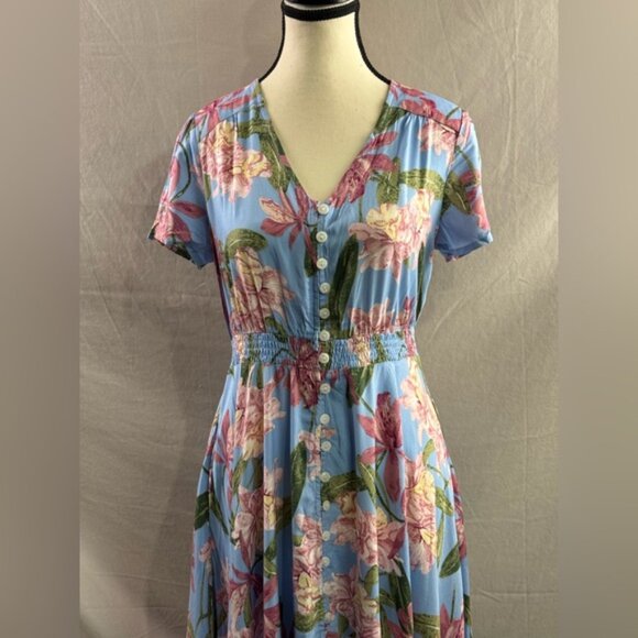 Bohemian  Multi Color Floral V-Neck Elegant Pocket Dress - Picture 9 of 11